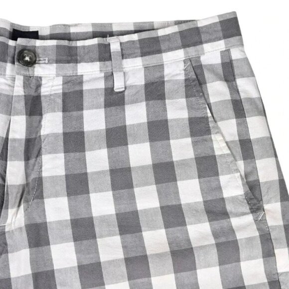 Gap Check Shorts Cotton Chino Grey White Size 34 - Picture 2 of 6
